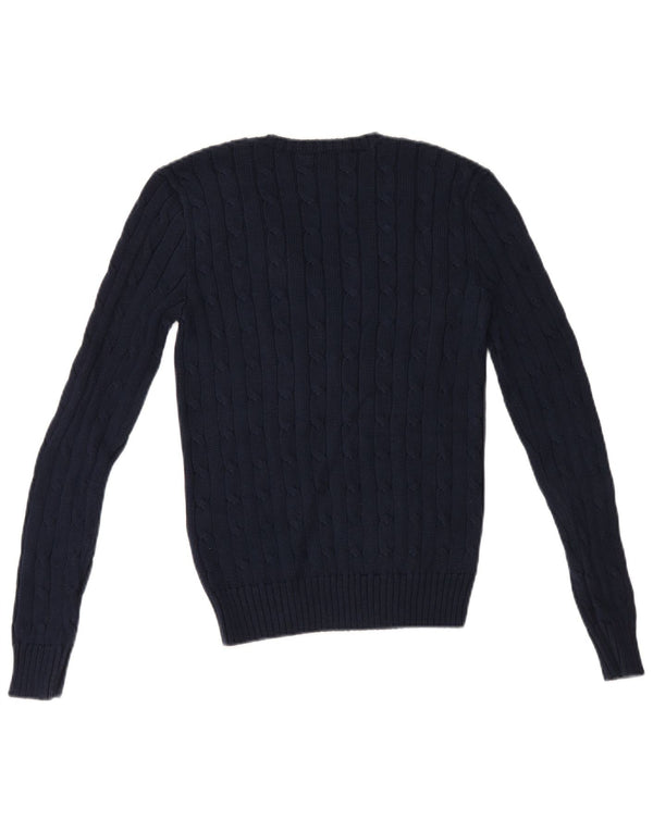 Sweter damski Polo Ralph Lauren z dekoltem w kształcie litery V, UK 10, mały, granatowy, bawełniany