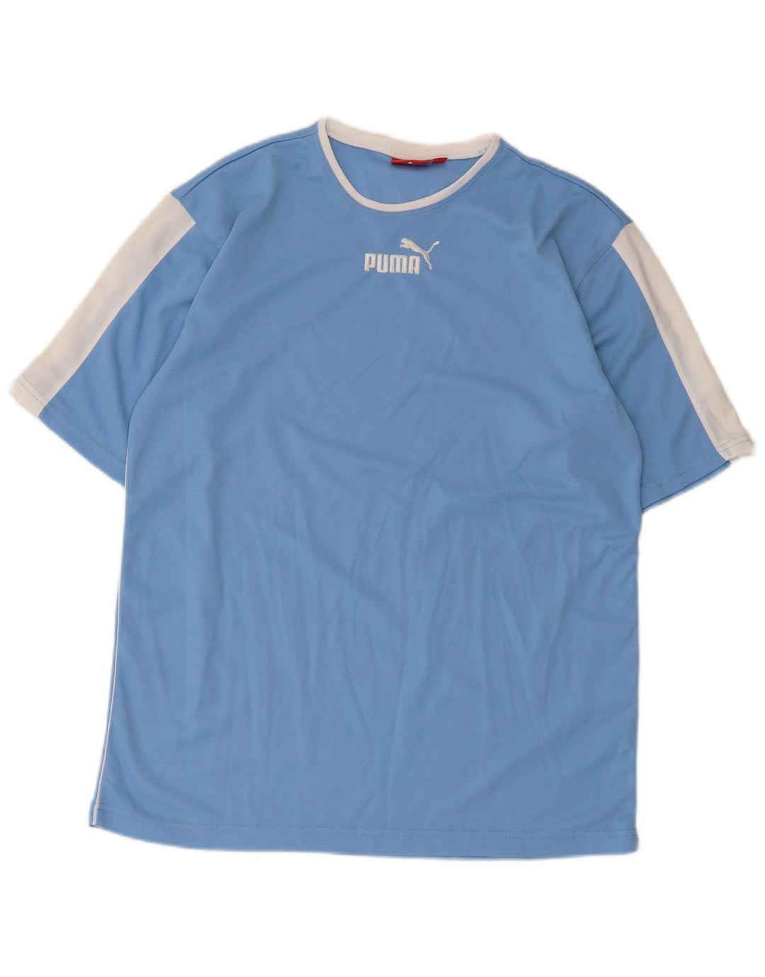 T-shirt męski Puma Top, średni niebieski, poliester z blokami kolorów