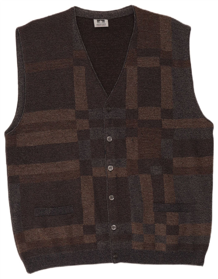 Męski sweter rozpinany Enzo Goti 2XL, brązowa, geometryczna wełna