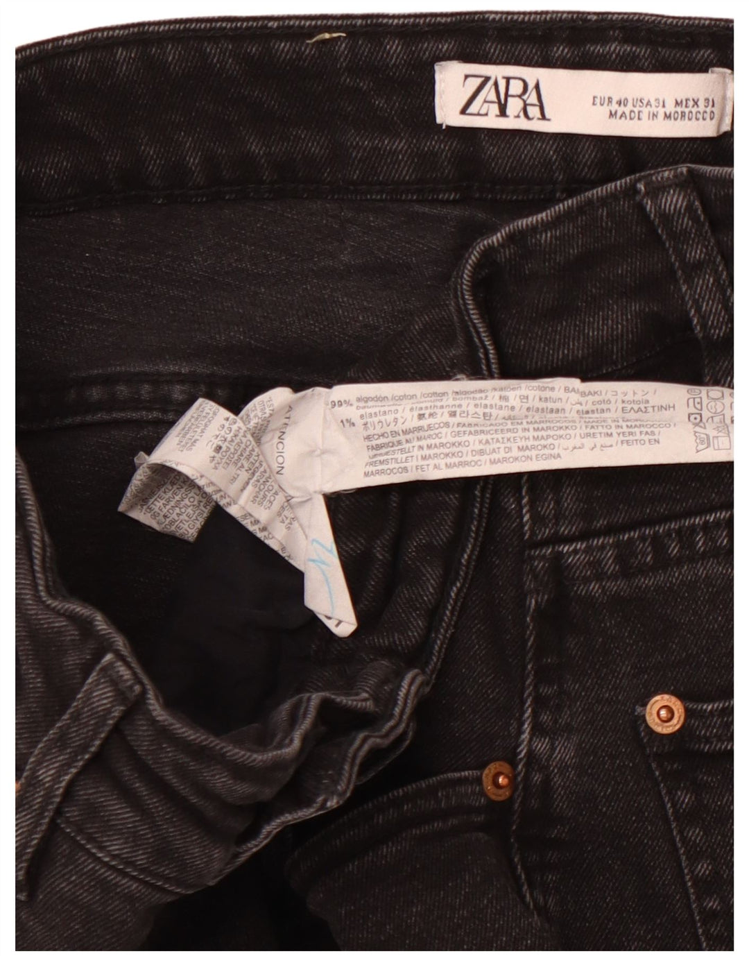 Męskie spodenki jeansowe ZARA EU 40 Medium W31, czarne, bawełniane