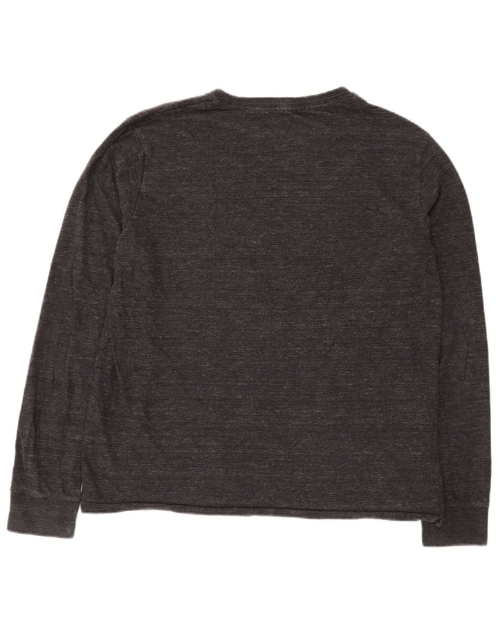 SUPERDRY Męski top z długim rękawem 2XL, szara, nakrapiana bawełna