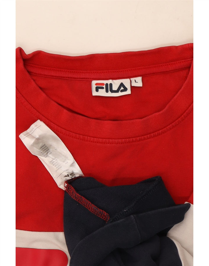 Damski sweter z grafiką Fila UK 16, duży, wielokolorowy blok kolorów