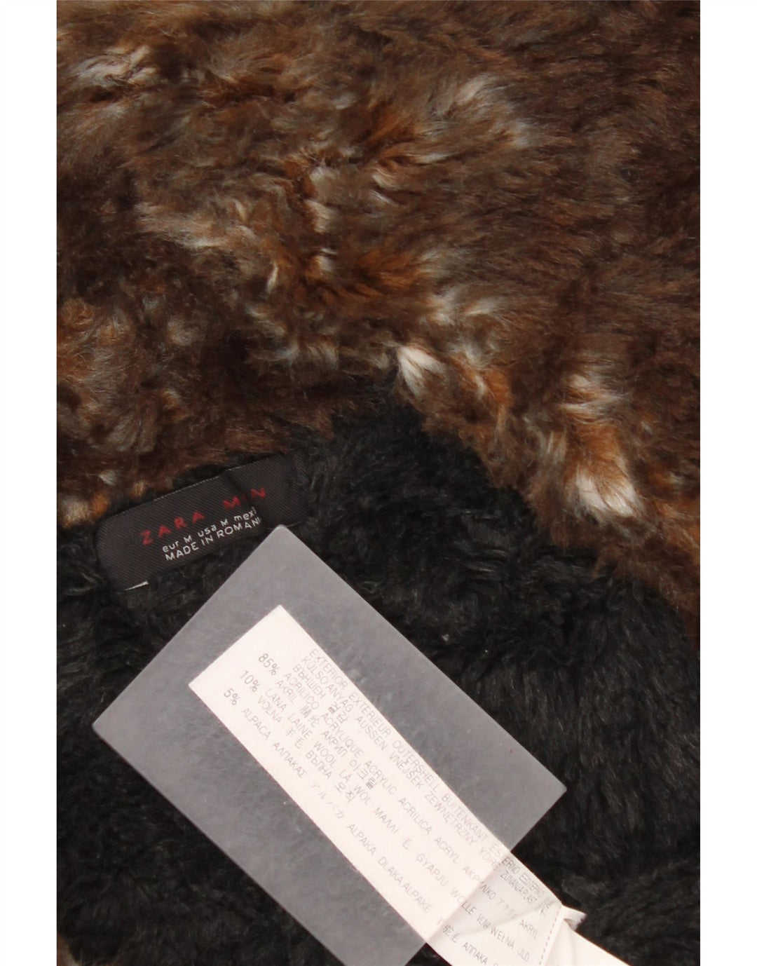 Zara Męski sweter rozpinany, średni granatowy, akryl Fair Isle