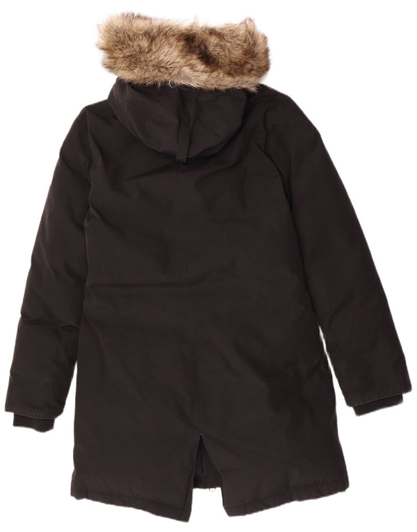 Damska kurtka parka z kapturem Superdry UK 10, mała, czarna, poliester