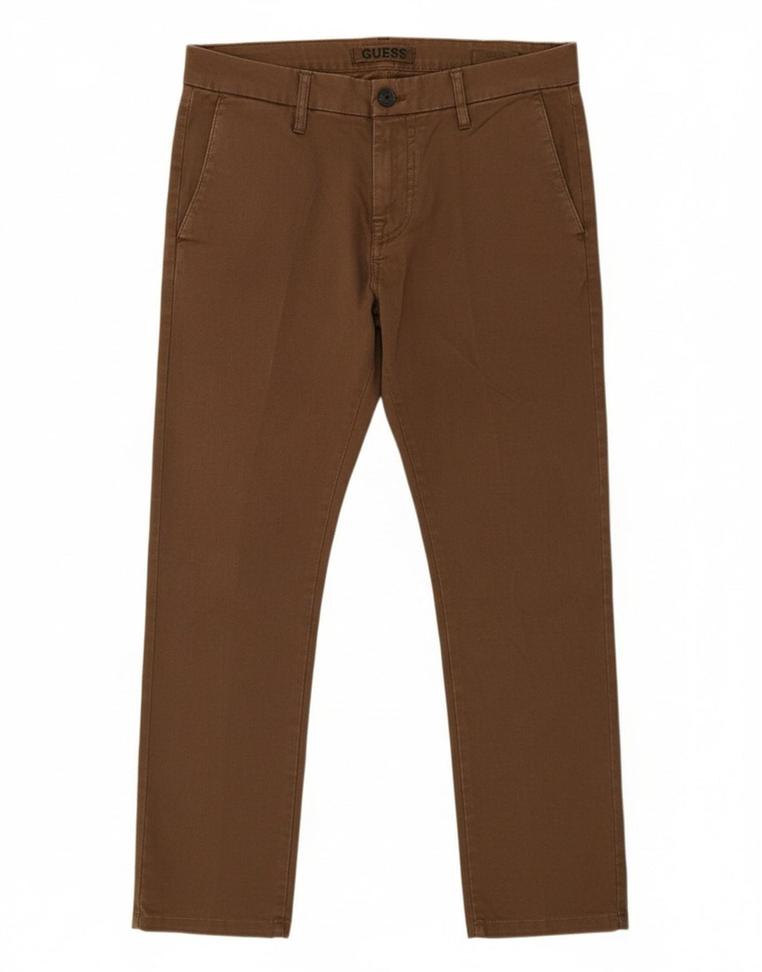 GUESS Mens Slim Chino Trousers W36 L26 Brown