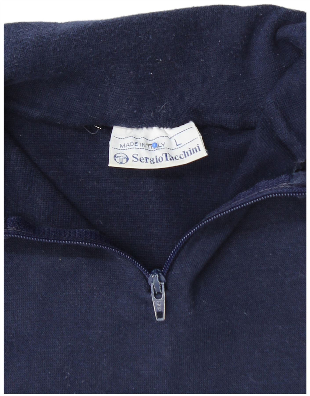SERGIO TACCHINI Womens Zip Neck Sweatshirt Jumper UK 14 Large Navy Blue