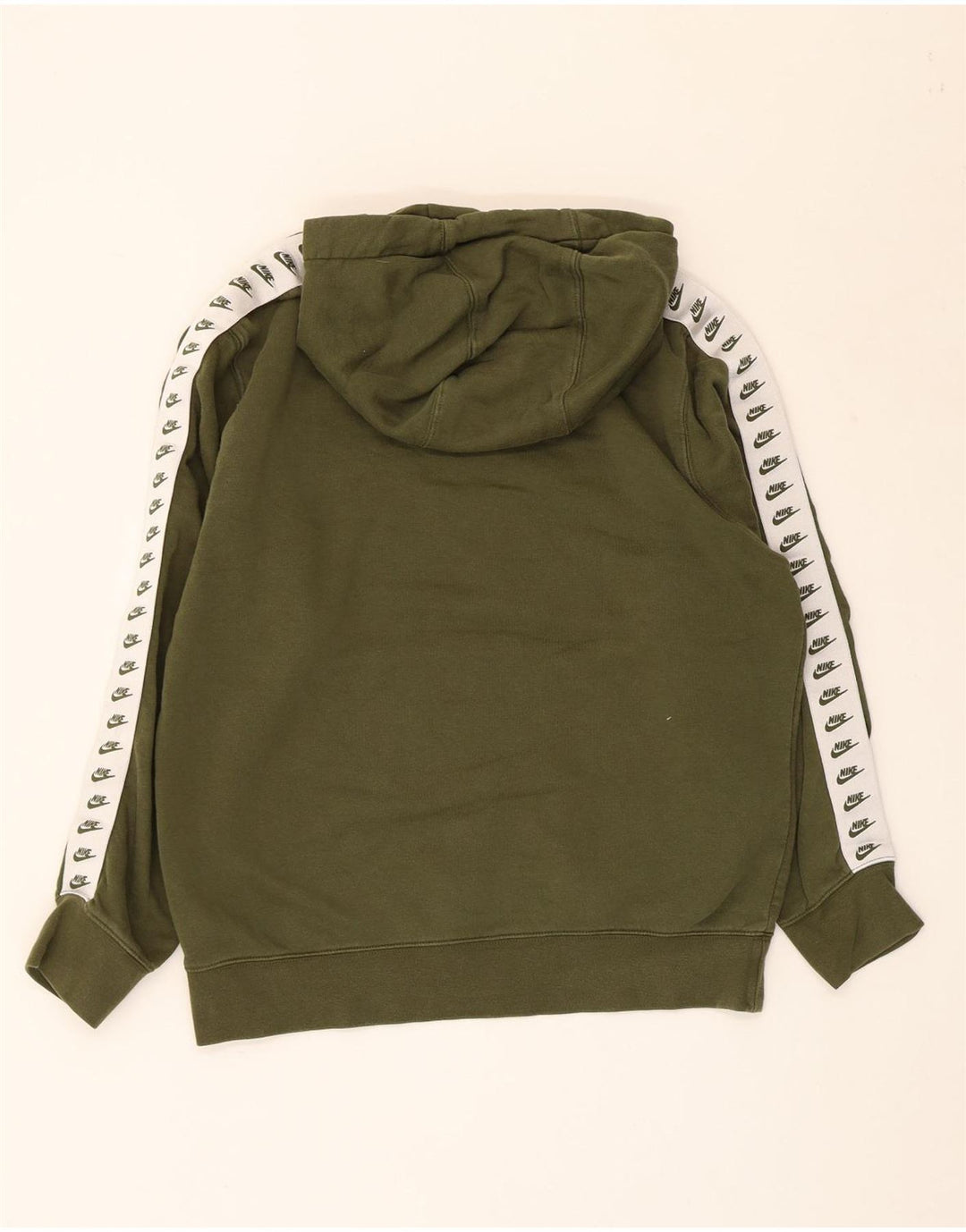 Damska bluza z kapturem NIKE z grafiką, UK 14, bawełna w kolorze średniego khaki