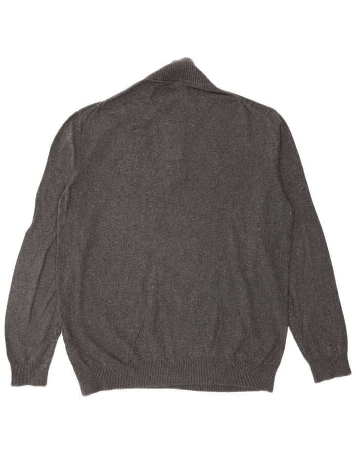 Lyle & Scott Męski sweter z zamkiem błyskawicznym, duży, szary, bawełniany