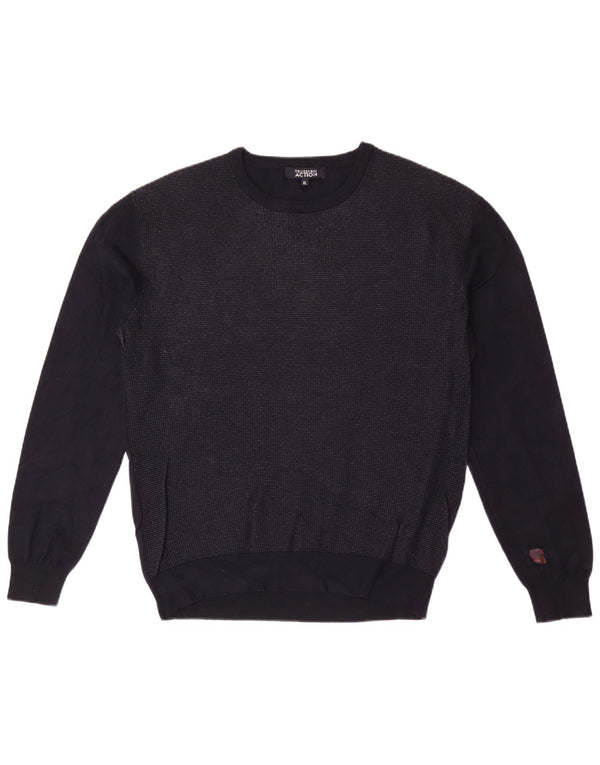 Damski sweter Trussardi z dekoltem w łódkę UK 18 XL Granatowa wiskoza