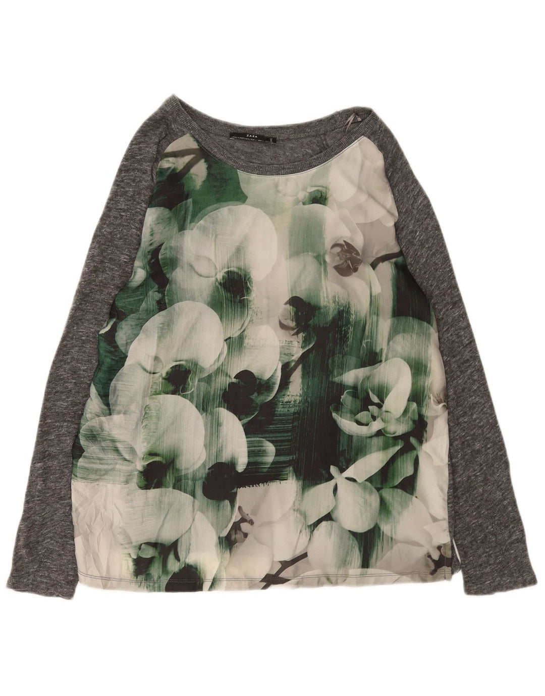 Bluzka damska Zara Top UK 16, duża, szara, w kwiaty