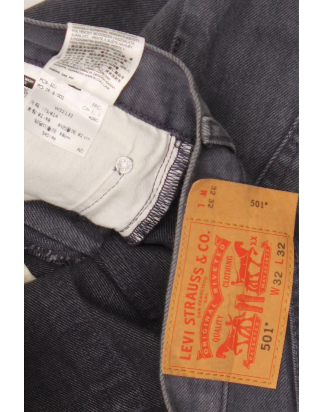 Męskie dżinsy Levi's 501 Straight W32 L32 Szara bawełna