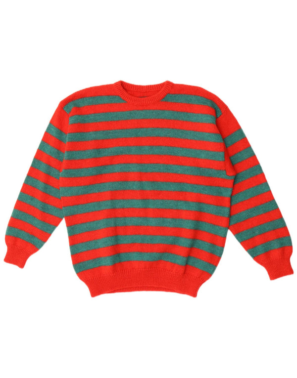 Vintage damski sweter z okrągłym dekoltem UK 18 XL w czerwone paski