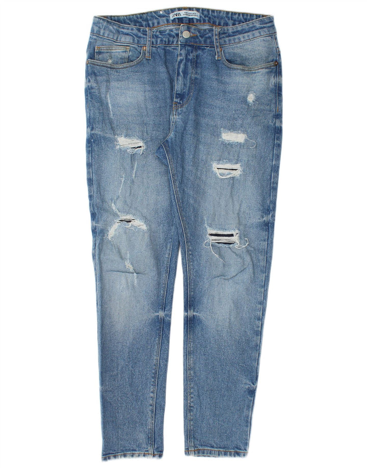 Damskie jeansy Zara w trudnej sytuacji W33 L28 niebieskie