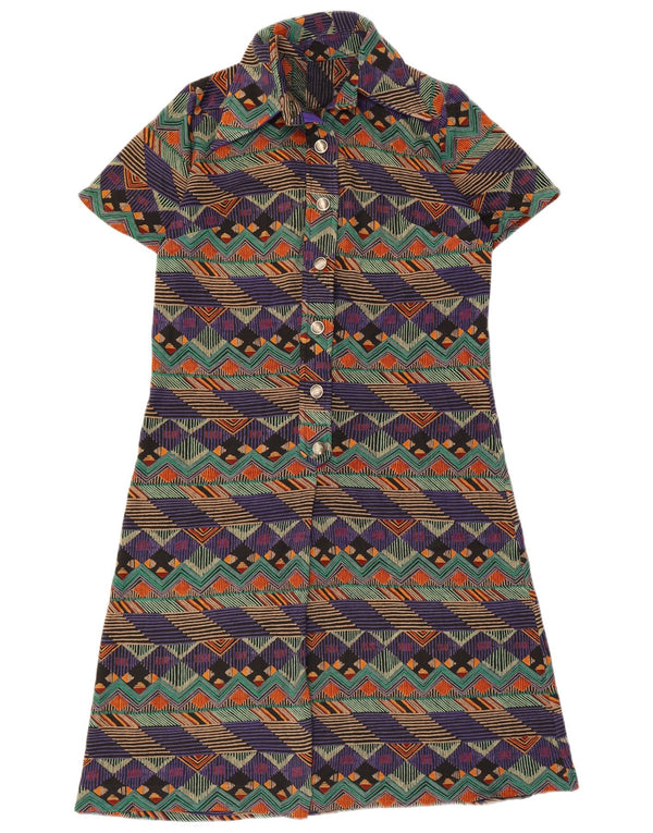 Vintage damska sukienka o linii A UK 14 Średnia, wielokolorowa, geometryczna