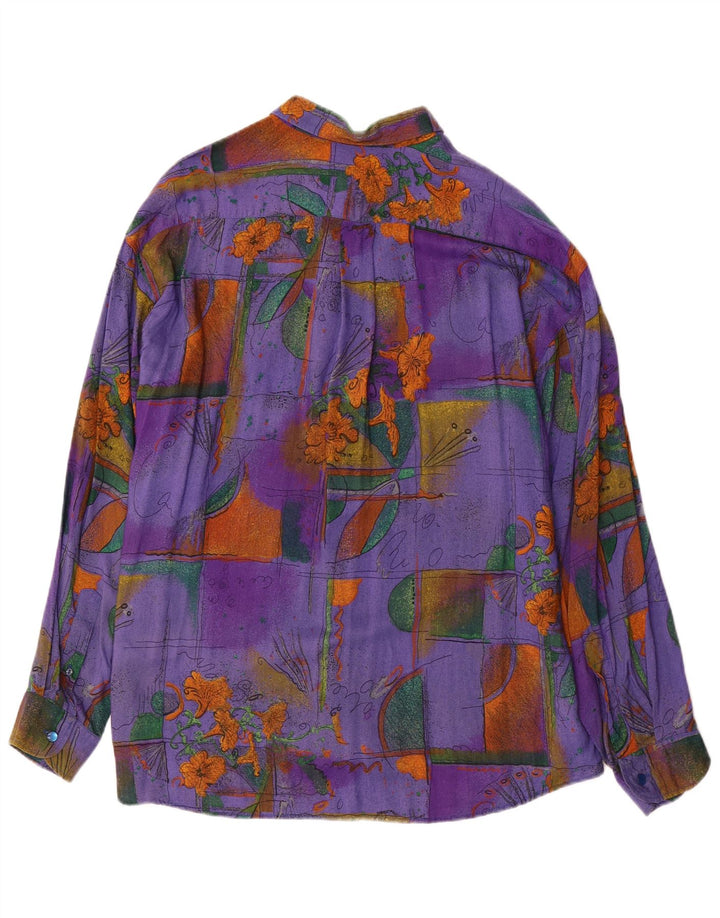 Koszula męska VINTAGE XL Fioletowa wiskoza w kwiaty