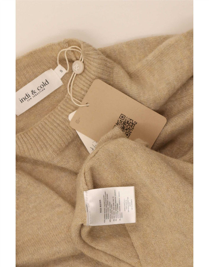 Damski sweter oversize Indi & Cold z golfem UK 10 Small Beige