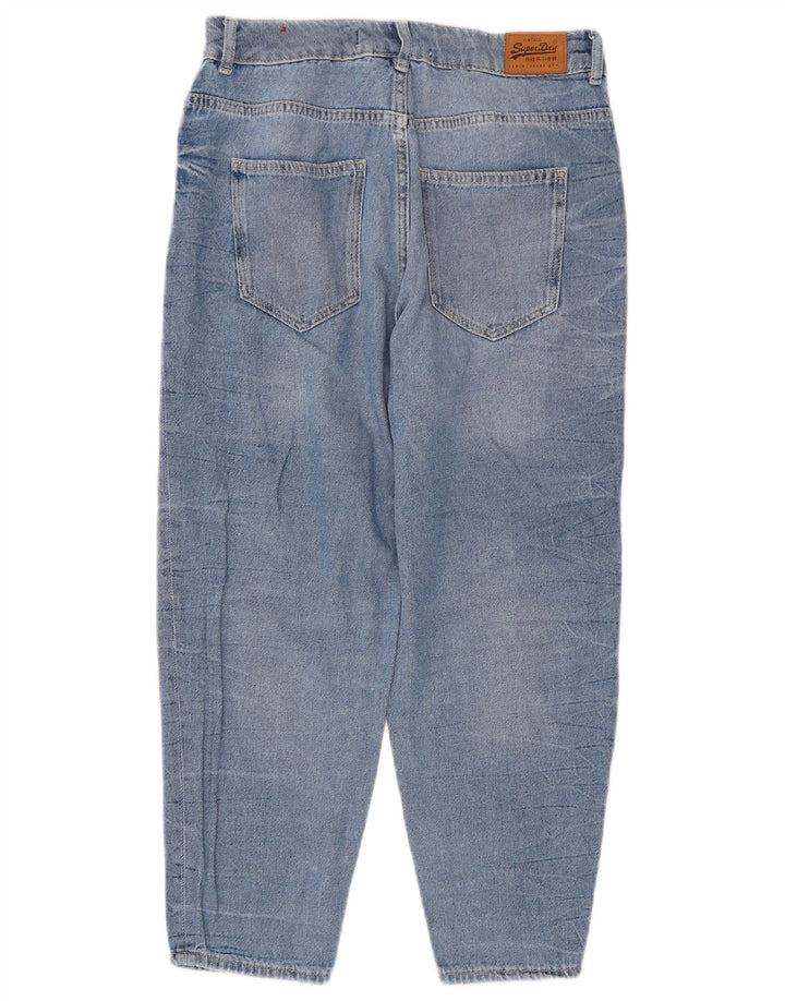 Damskie jeansy Superdry Ruby z wysokim stanem, wąskie, W30 L24, niebieska bawełna