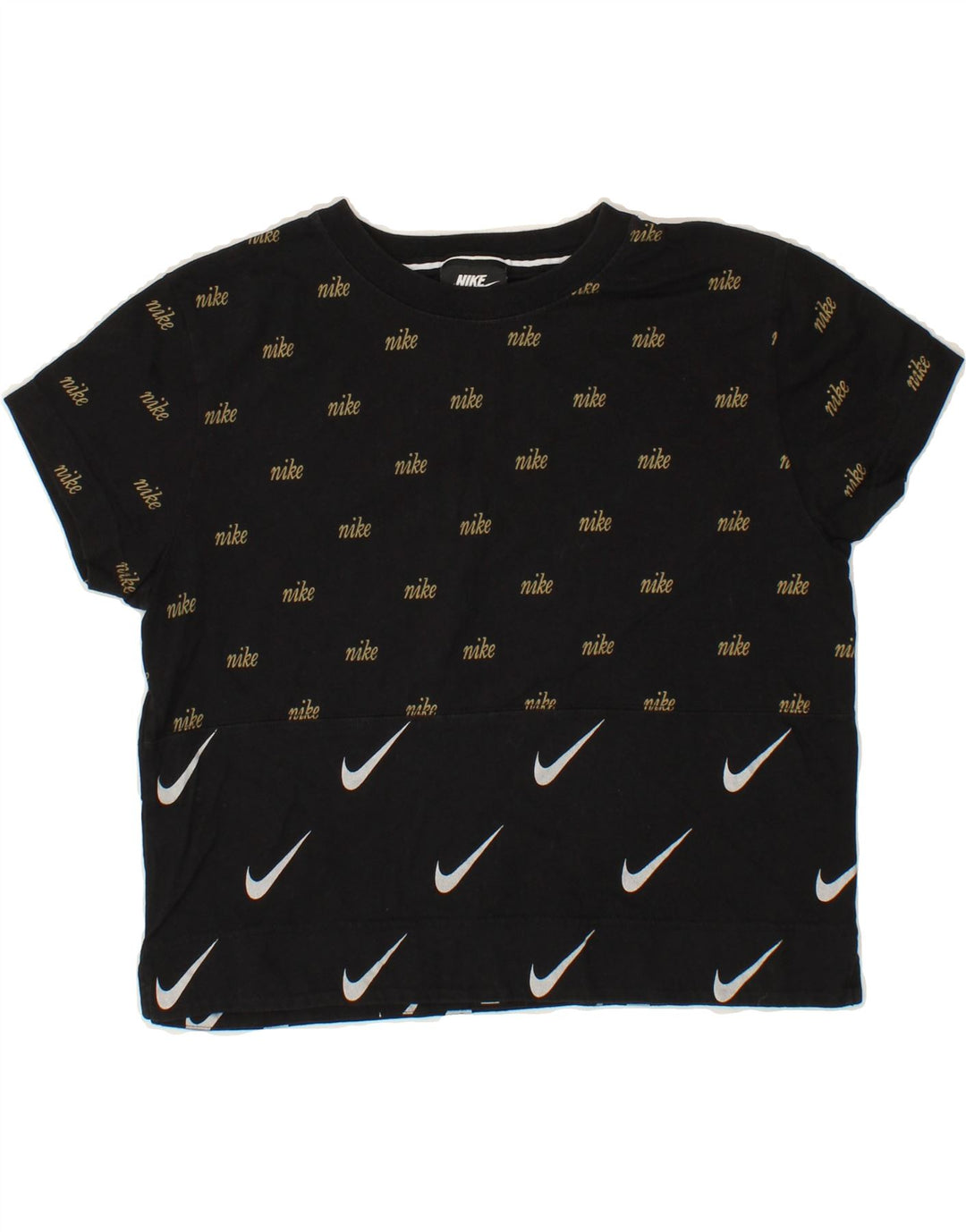 NIKE Womens Crop Graphic T-Shirt Top UK 10 Small Black Vintage Nike and Second-Hand Nike from Messina Hembry 