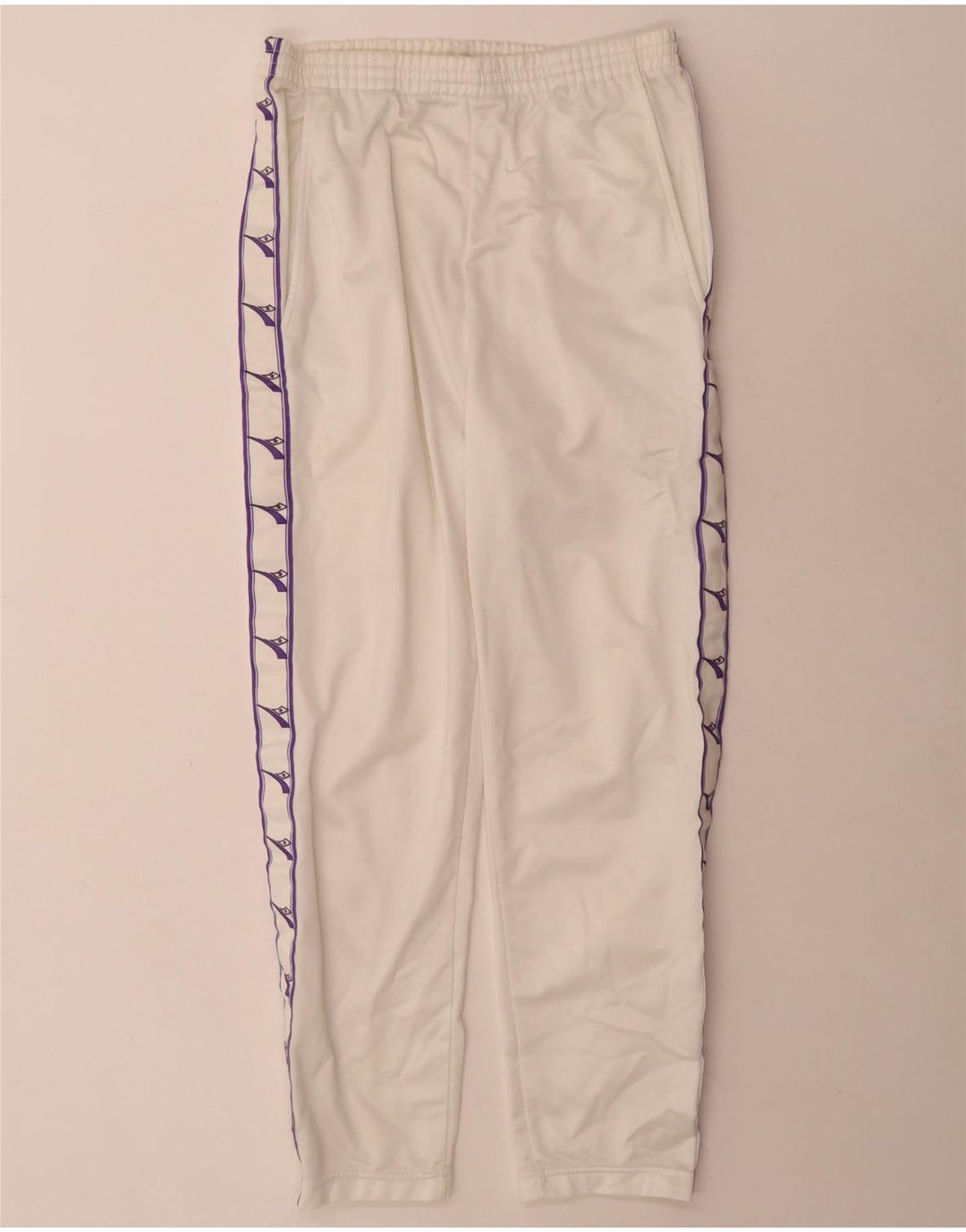 Damskie spodnie dresowe Diadora UK 10, małe, białe, poliestrowe