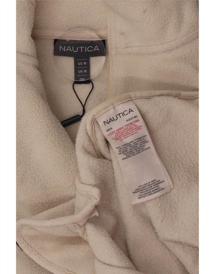 Męski sweter polarowy Nautica z graficznym zamkiem błyskawicznym, średni, złamany biały poliester