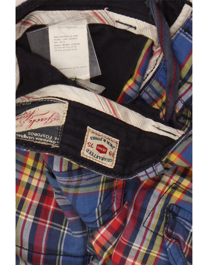 Męskie spodenki cargo Jack & Jones, średnie W34, bawełna w niebieską kratkę