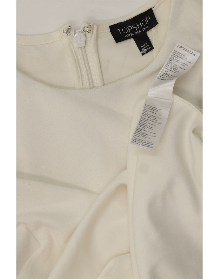 Damska sukienka bez rękawów Topshop UK 10, mała, biała, poliestrowa