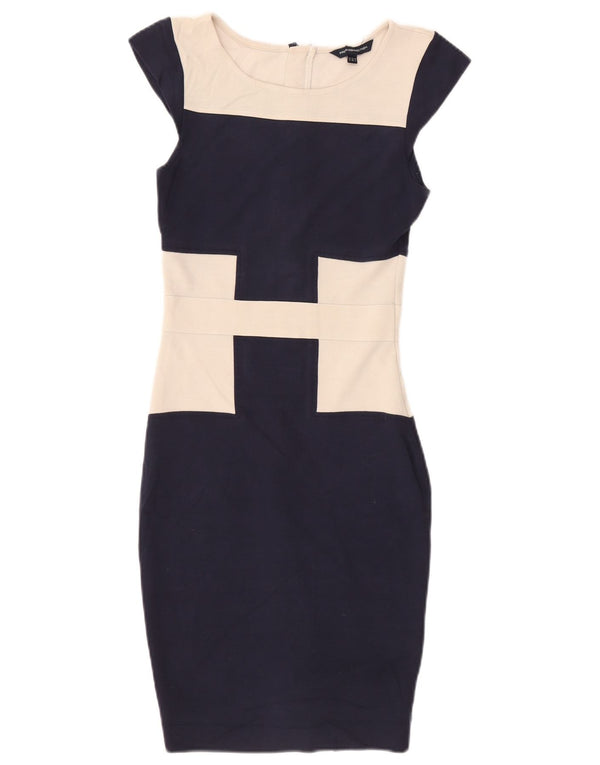 French Connection Womens Bodycon Dress UK 10 Small Navy Blue Colourblock