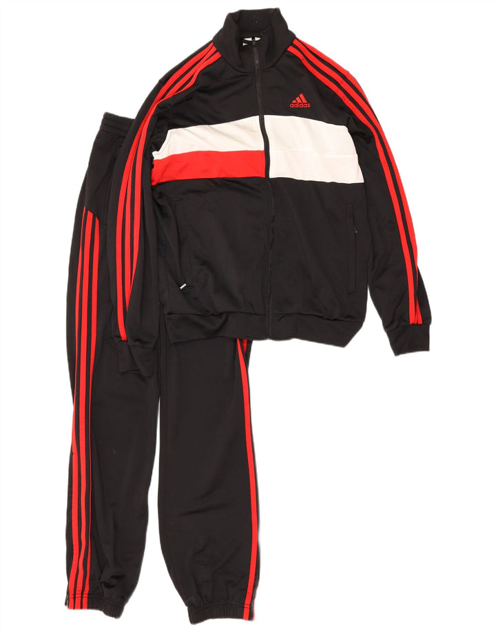 Adidas Chłopięcy Pełny Dres 13-14 Lat Czarny Poliester z blokami kolorów