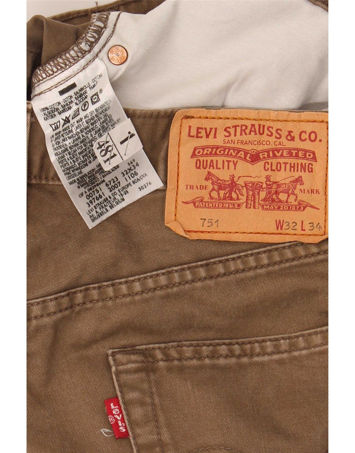 Męskie dżinsy Levi's 751 Straight W32 L30 Brązowa bawełna