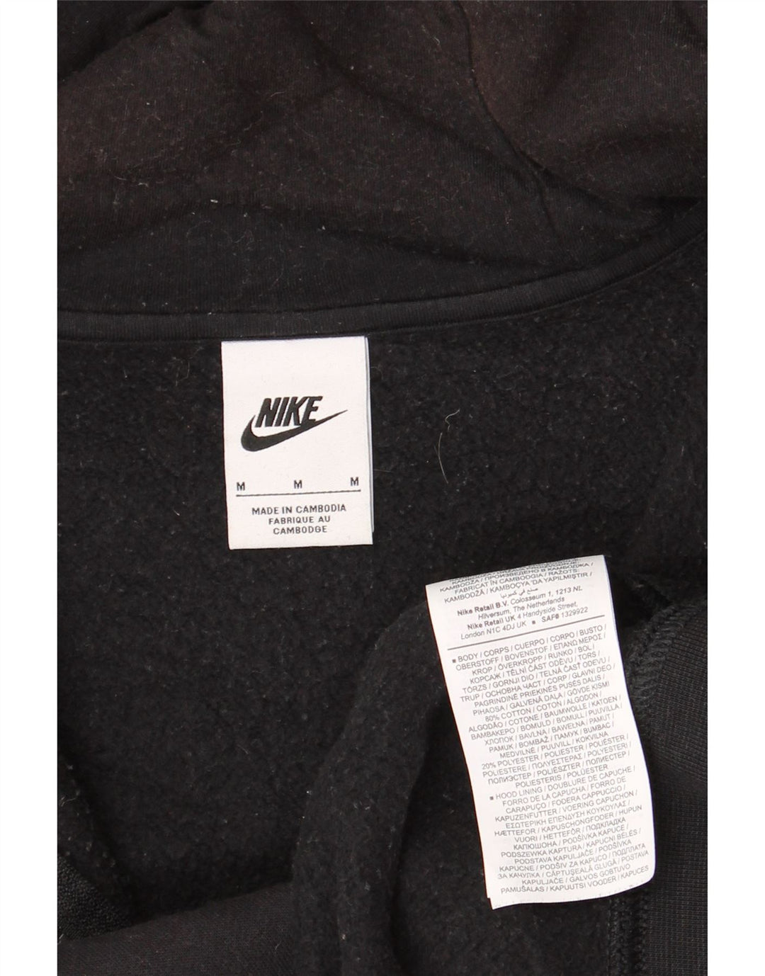 Męski sweter z kapturem i zamkiem błyskawicznym Nike, średni czarny, bawełniany