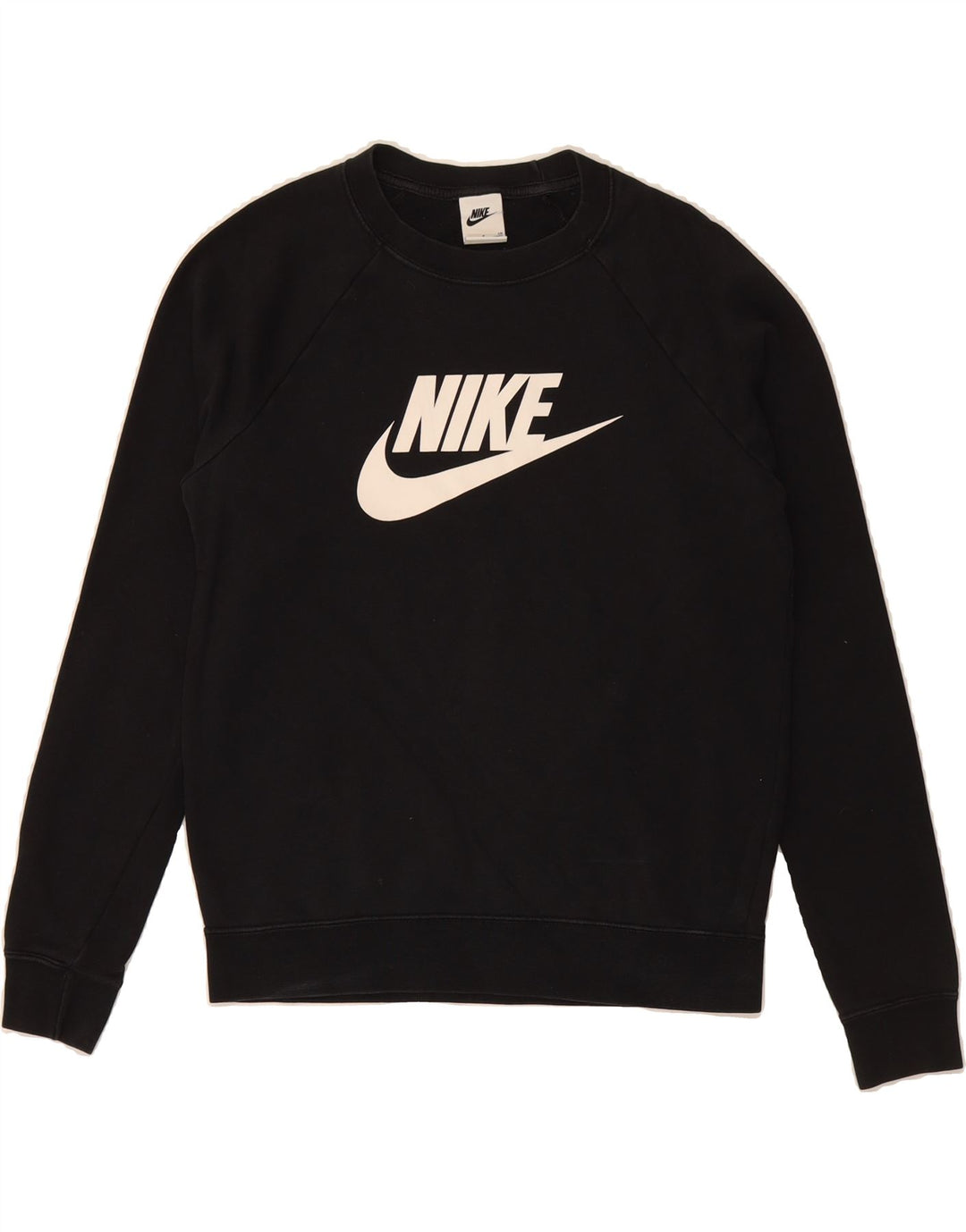 NIKE Womens Oversized Graphic Sweatshirt Jumper UK 10 Small Black Cotton Vintage Nike and Second-Hand Nike from Messina Hembry 