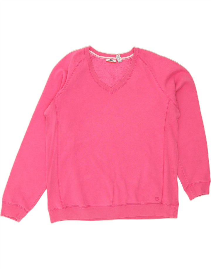 IZOD Womens Sweatshirt Jumper UK 16 Large Pink Cotton Vintage Izod and Second-Hand Izod from Messina Hembry 