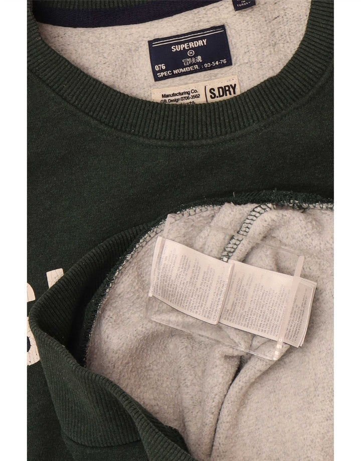 Męski sweter z grafiką Superdry, duży, zielony, bawełniany