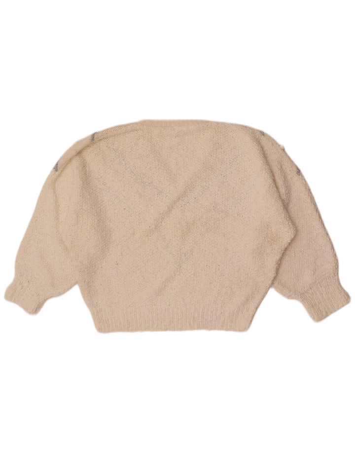 Sweter damski Madeleine z dekoltem w kształcie litery V, EU 36/38, w małe białe paski
