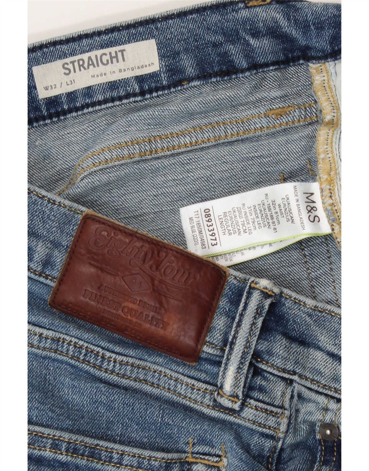 Marks & Spencer Męskie proste dżinsy W32 L31 Niebieskie bawełniane