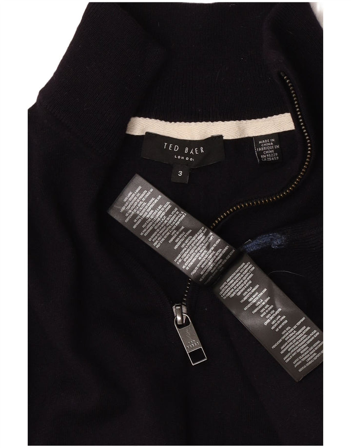 Męski sweter Ted Baker z zamkiem błyskawicznym, rozmiar 3, średni granatowy, wełniany