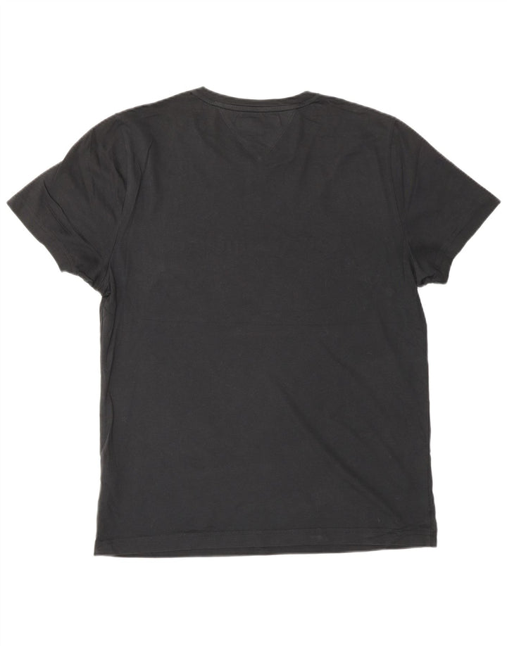 Męska koszulka z grafiką Tommy Hilfiger, średnia, czarna bawełna