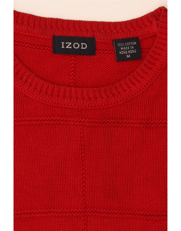 IZOD Mens Crew Neck Jumper Sweater Medium Red Cotton Vintage Izod and Second-Hand Izod from Messina Hembry 
