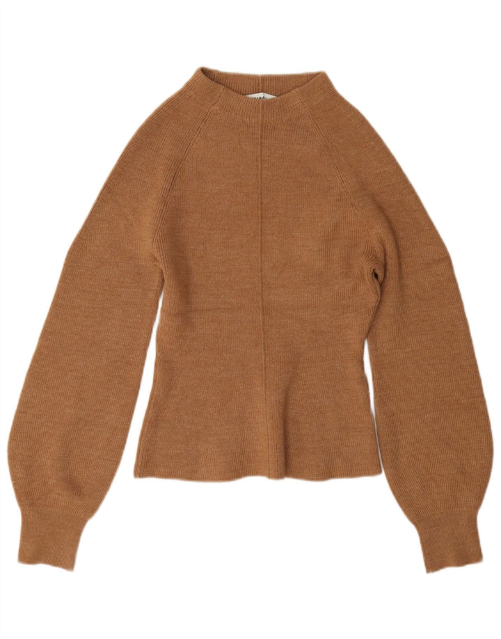 Damski sweter z golfem Zara UK 10 Mały brązowy akryl