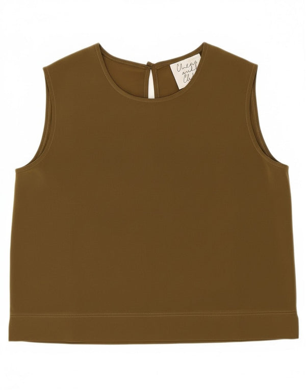 Moschino Womens Cheap and Chic Crop Sleeveless Blouse Top UK 12 Large Khaki