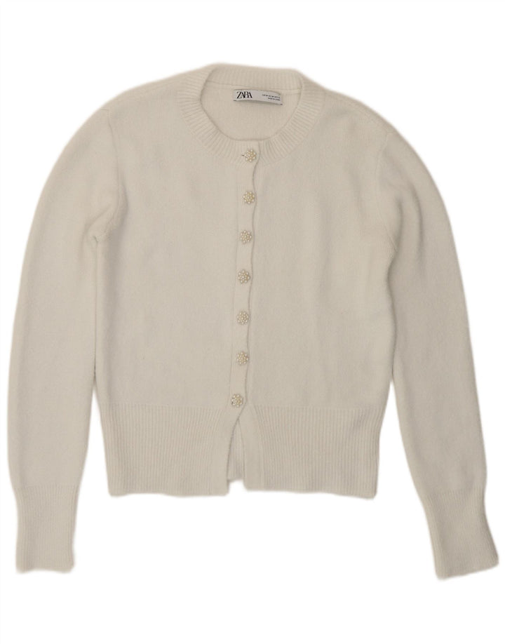 Sweter damski Zara Cardigan UK 12 Średni biały poliamid