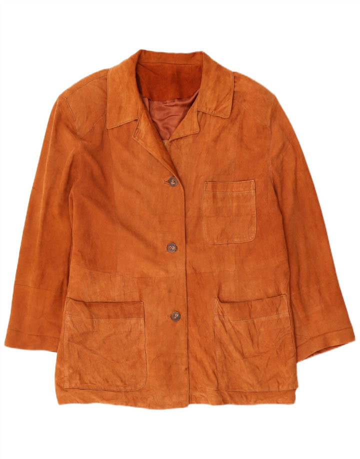 VINTAGE Womens Suede Jacket UK 18 XL Orange