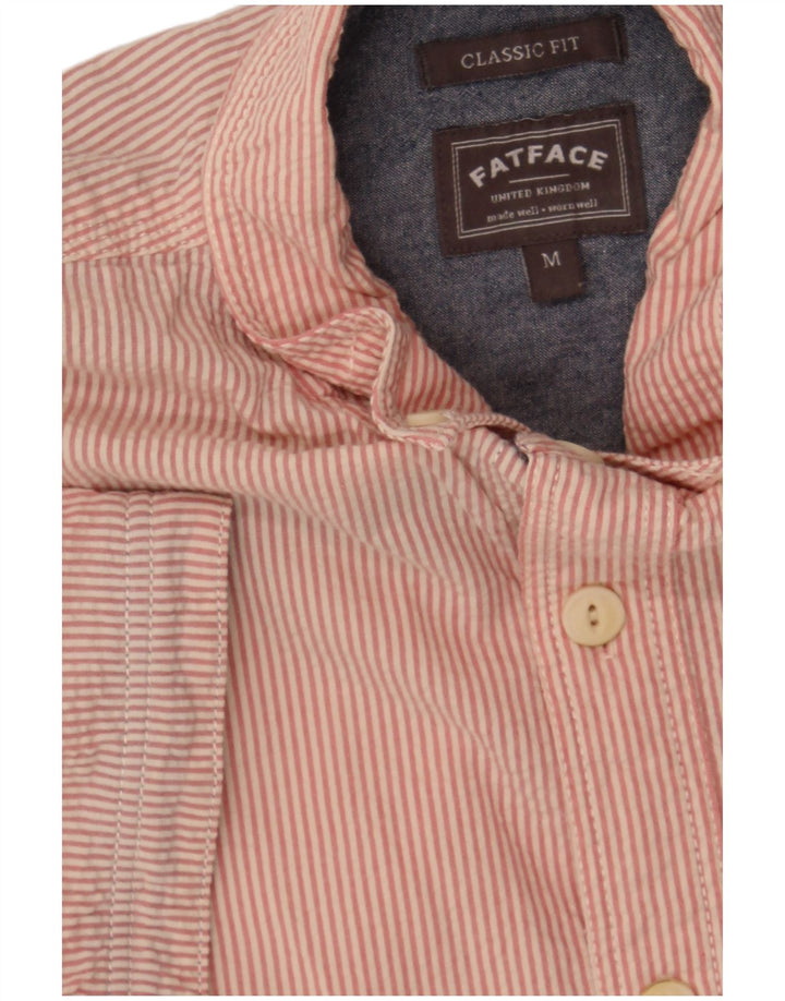 FAT FACE Mens Classic Fit Short Sleeve Shirt Medium Red Striped Cotton