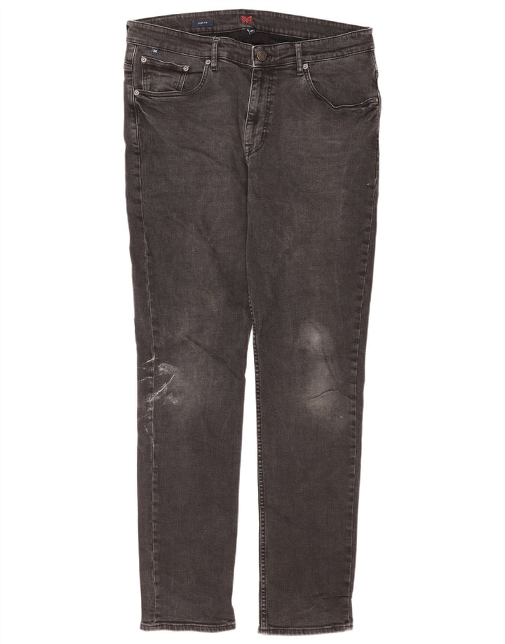 Crew Clothing Męskie jeansy slim W38 L33 Szara bawełna
