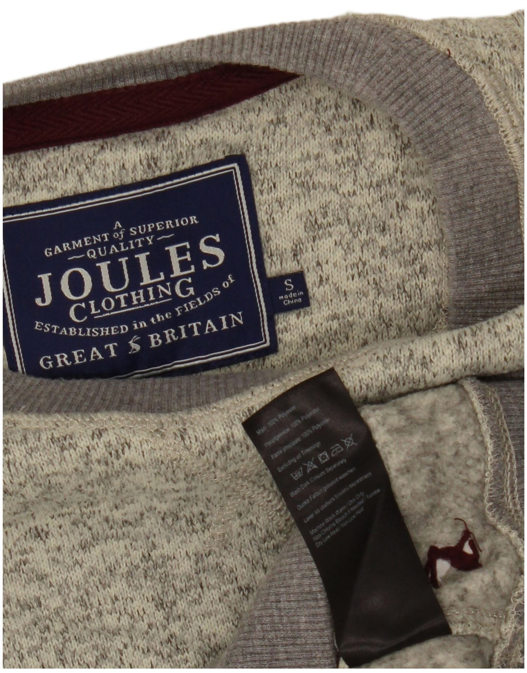 Męski sweter Joules z dekoltem w łódkę, mały, szary, nakrapiany poliester