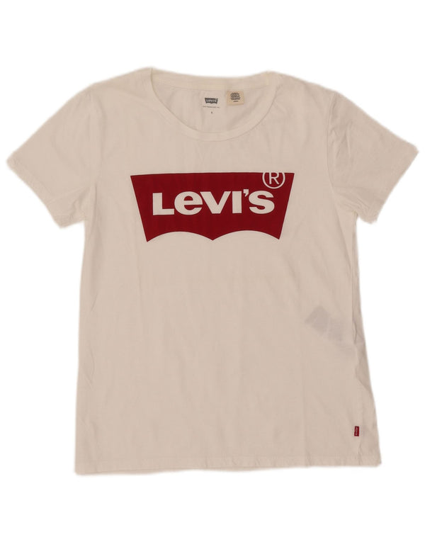 Damska koszulka z grafiką LEVI'S Top UK 10 Small, biała bawełna