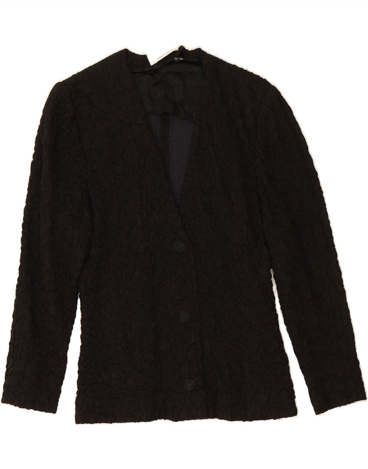 VINTAGE Womens 3 Button Blazer Jacket IT 42 Medium Black Acetate Vintage Vintage and Second-Hand Vintage from Messina Hembry 