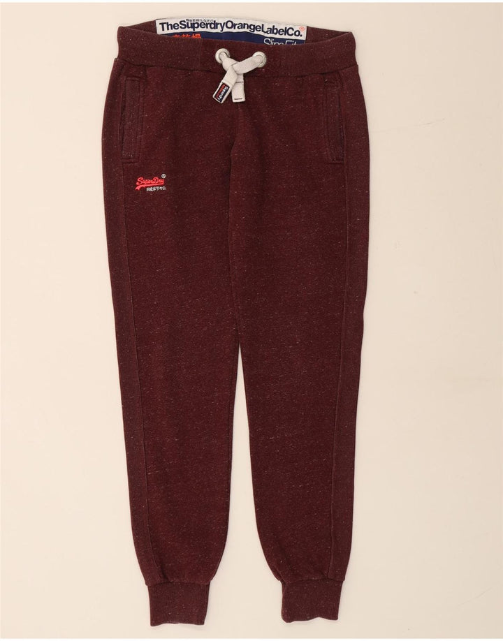 Damskie spodnie dresowe SUPERDRY Joggers UK 14 Średnio-burgundowe nakrapiane