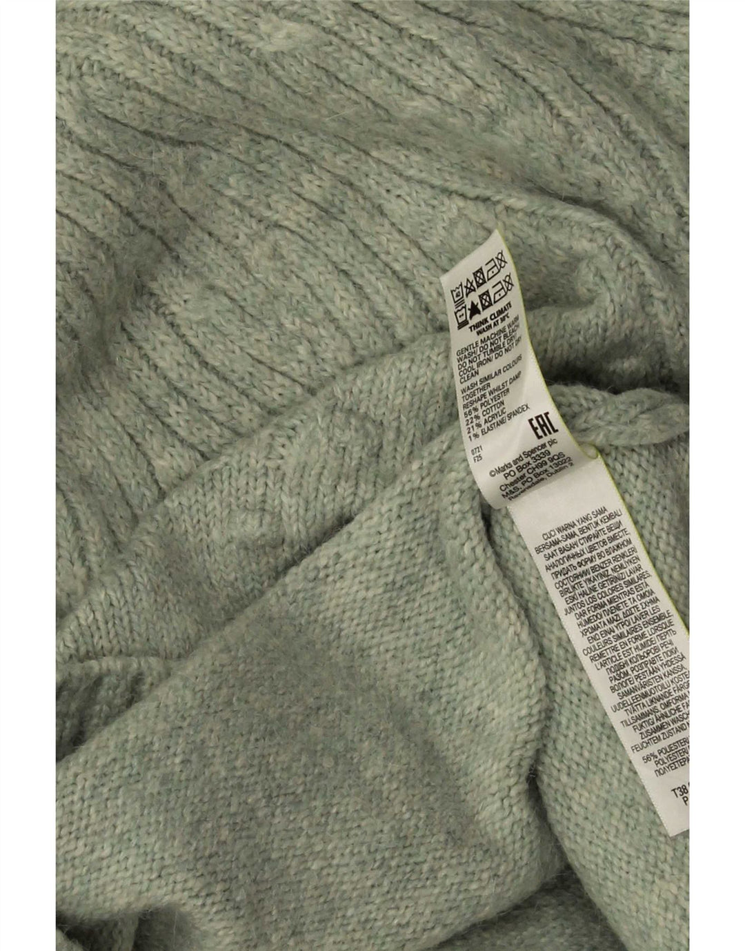 Marks & Spencer Damski sweter z golfem, UK 14, średni zielony