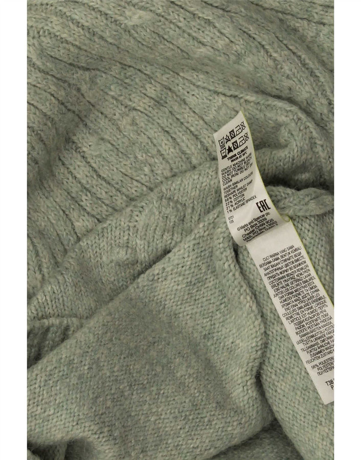 Marks & Spencer Damski sweter z golfem, UK 14, średni zielony
